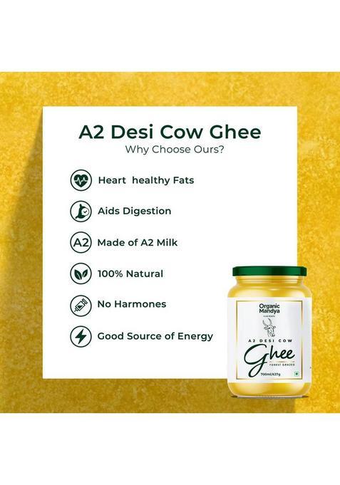 Organic Mandya Desi Cow A2 Ghee 700 Ml | Pure Natural & Healthy Glass Bottle (700 Ml)