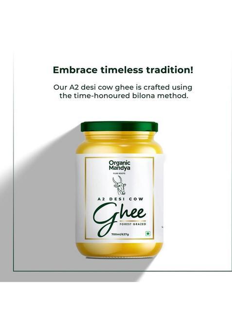 Organic Mandya Desi Cow A2 Ghee 700 Ml | Pure Natural & Healthy Glass Bottle (700 Ml)