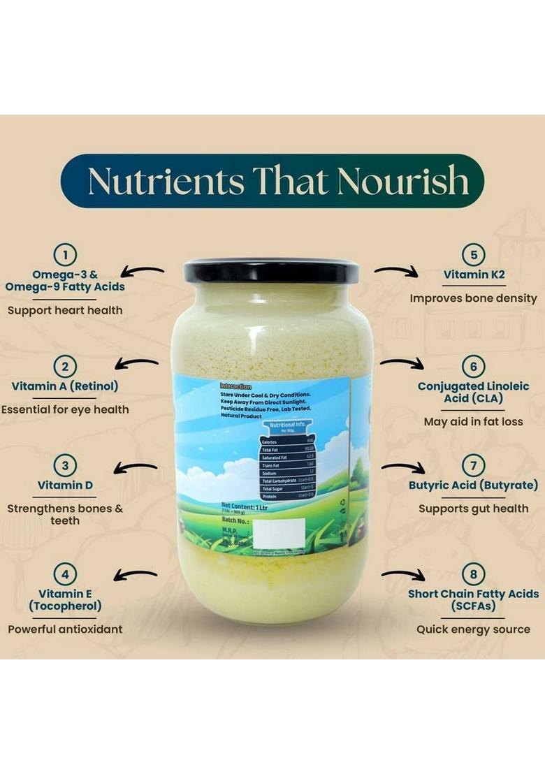 Gaugopal Pure A2 Buffalo Ghee Glass Bottle (1 L)
