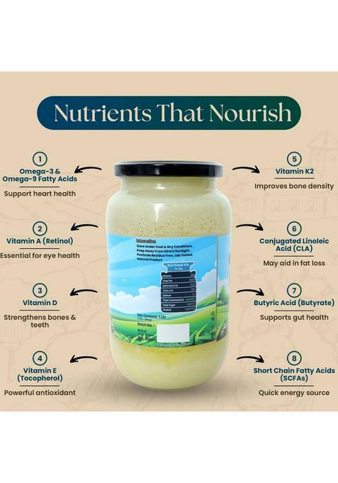 Gaugopal Pure A2 Buffalo Ghee Glass Bottle (1 L)