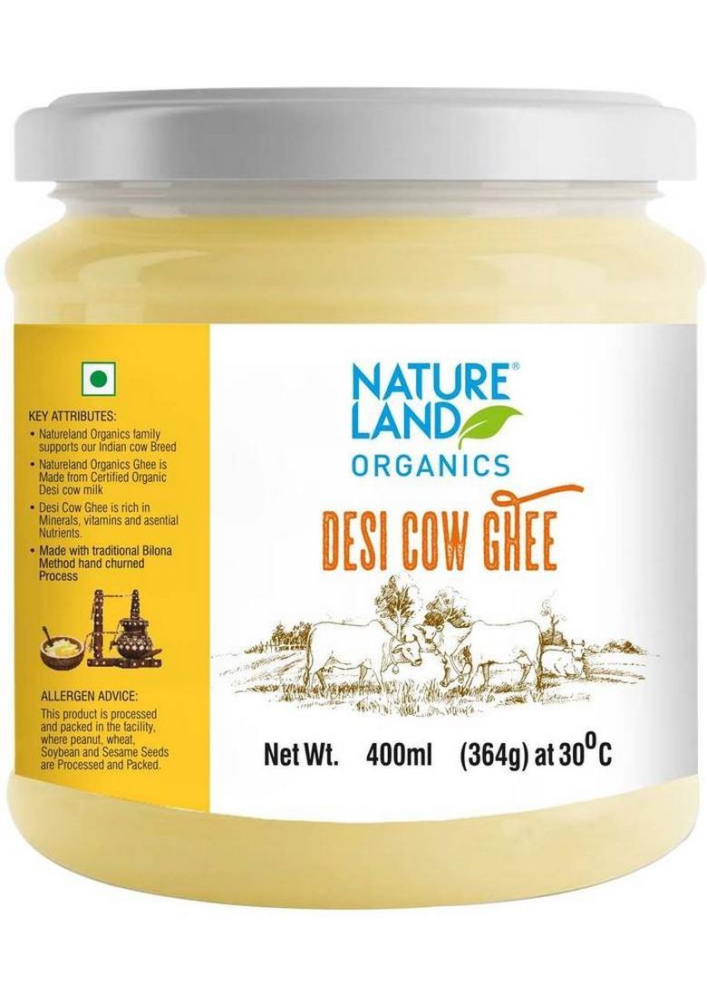 Natureland Organics Premium Cow Ghee Plastic Bottle (400 Ml)
