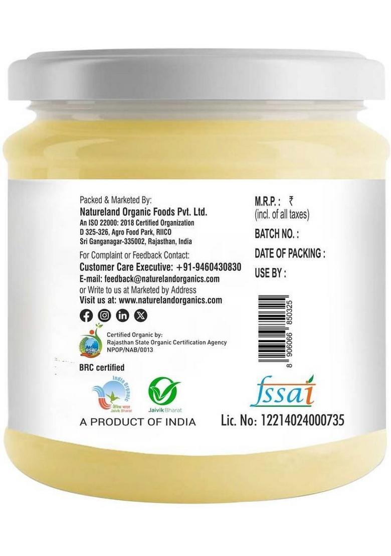 Natureland Organics Premium Cow Ghee Plastic Bottle (400 Ml)