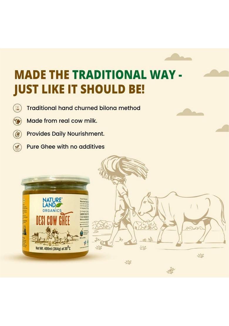 Natureland Organics Premium Cow Ghee Plastic Bottle (400 Ml)