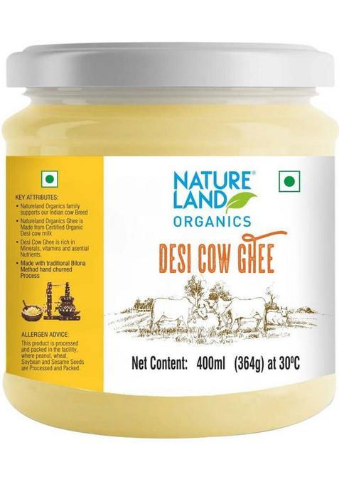 Natureland Organics Premium Cow Ghee Plastic Bottle (400 Ml)