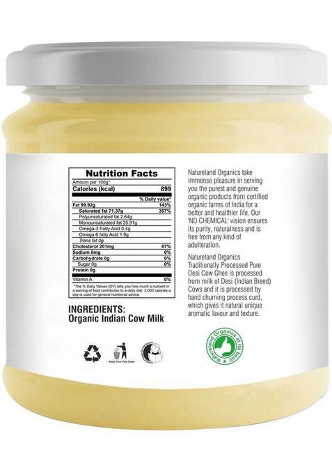 Natureland Organics Premium Cow Ghee Plastic Bottle (400 Ml)