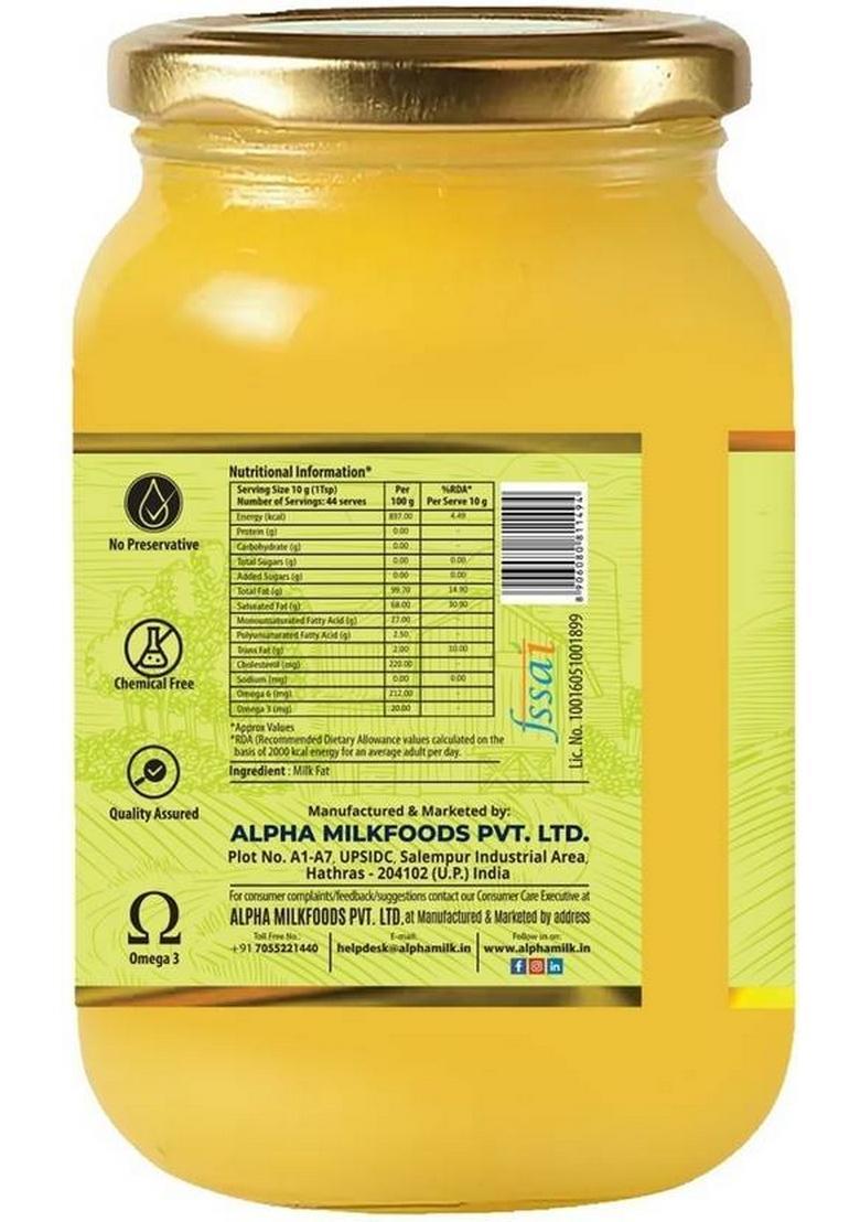 Farmer Fresh Organic Cow Ghee 500Ml | Pure Desi Traditional Mason Jar (500 Ml)