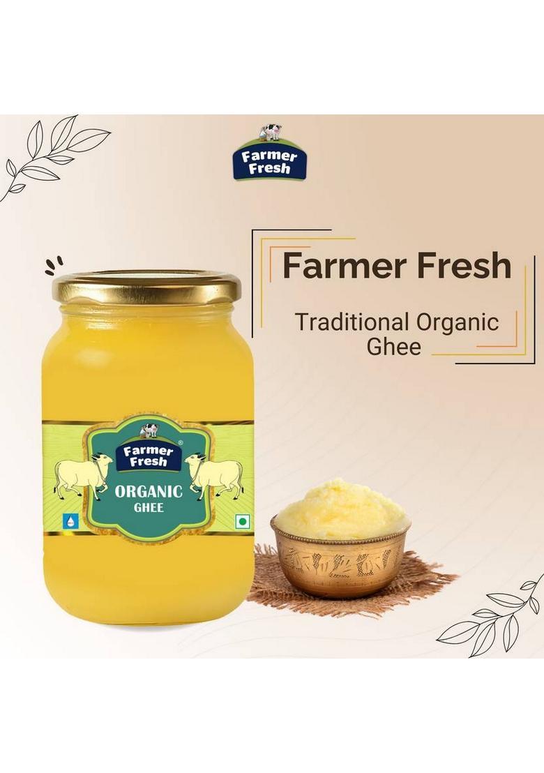 Farmer Fresh Organic Cow Ghee 500Ml | Pure Desi Traditional Mason Jar (500 Ml)