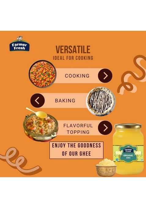 Farmer Fresh Organic Cow Ghee 500Ml | Pure Desi Traditional Mason Jar (500 Ml)