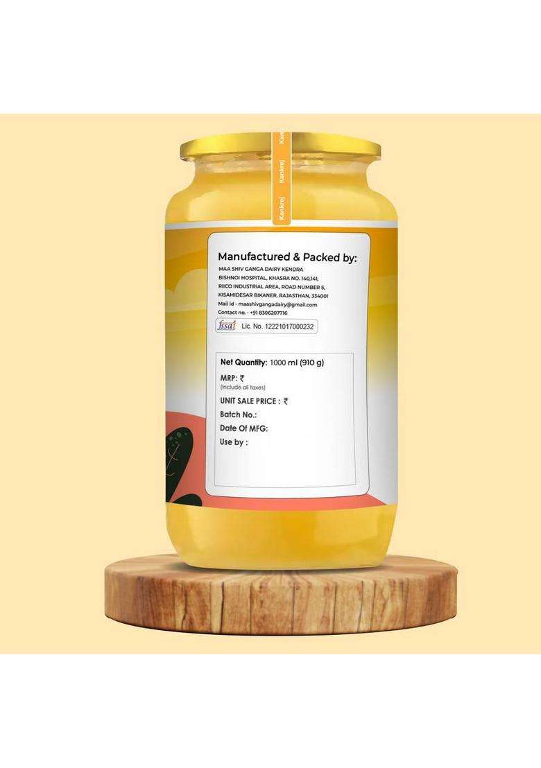 Kankrej A2 Desi Hallikar Cow Ghee | Vedic Bilona Method 100% Pure Glass Bottle (500 Ml) - Indya