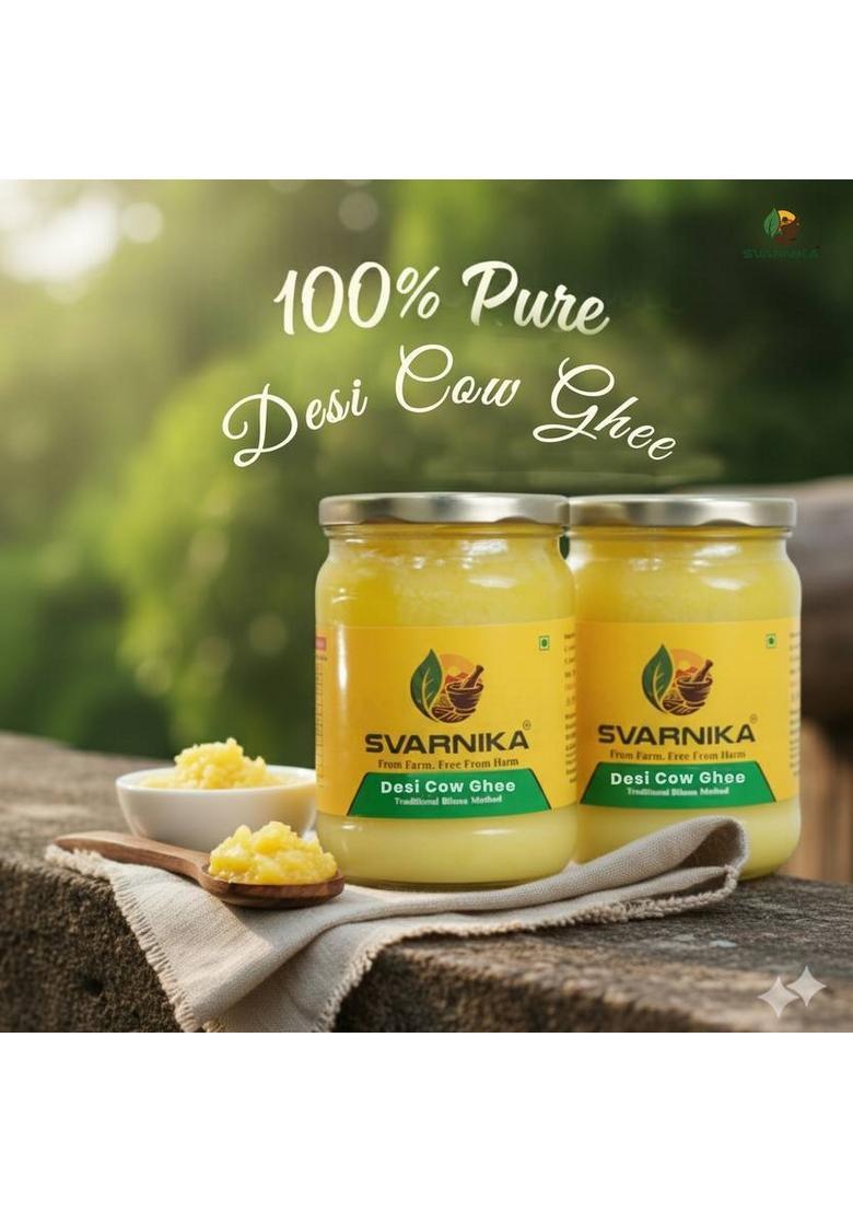 Svarnika Pure Desi Cow Ghee Glass Bottle |Bilona Traditional Method (1 Kg)