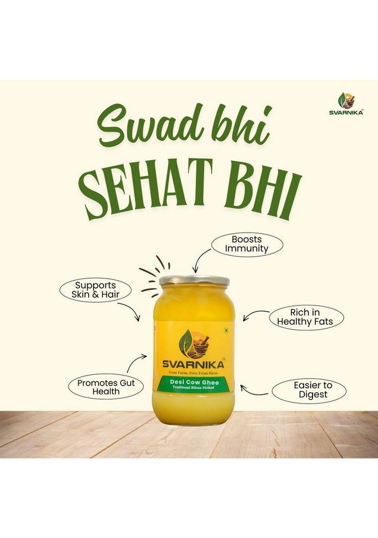 Svarnika Pure Desi Cow Ghee Glass Bottle |Bilona Traditional Method (1 Kg)