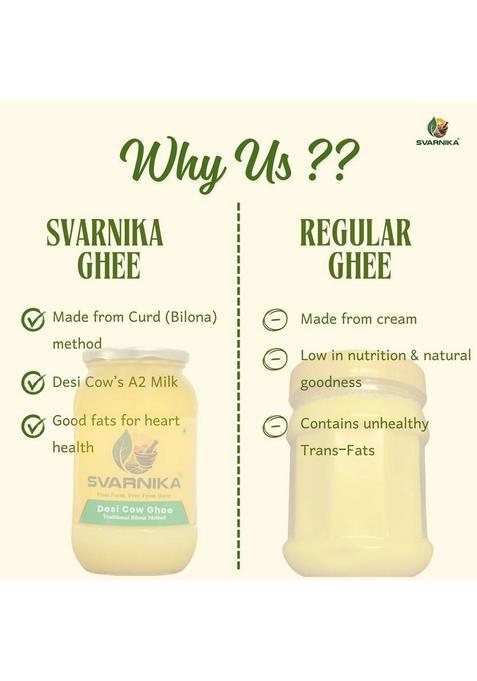 Svarnika Pure Desi Cow Ghee Glass Bottle |Bilona Traditional Method (1 Kg)