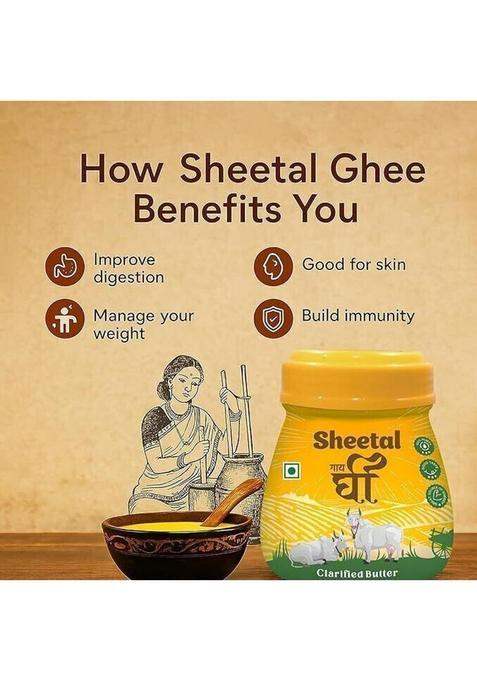 Sheetal Pure & Natural Cow Ghee 500Ml|Ideal For Cooking, Ayurveda, Pooja | A2-Grade Plastic Bottle (500 Ml)