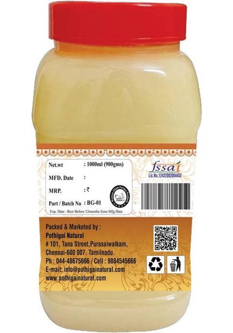 Pothigai Natural 100% Pure Buffalo Ghee 1 Litre Plastic Bottle (1000 Ml)
