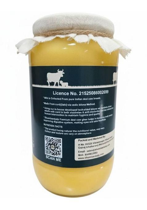 Bhumisankalp A2 Gir Cow Ghee Bilona Method |Ayurvedic| Pure Desi Grass-Fed A2Ghee 500 Ml / 1L Mason Jar (1 L)