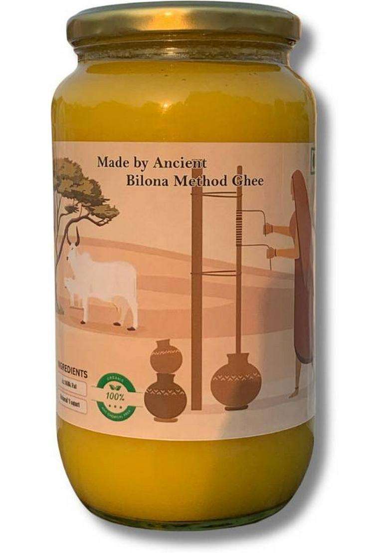 Avantikka Farm A2 Gir Cow Ghee 1 Little | Vedic Bilona Pure Grass-Fed Glass Bottle (1000 Ml) - Indya