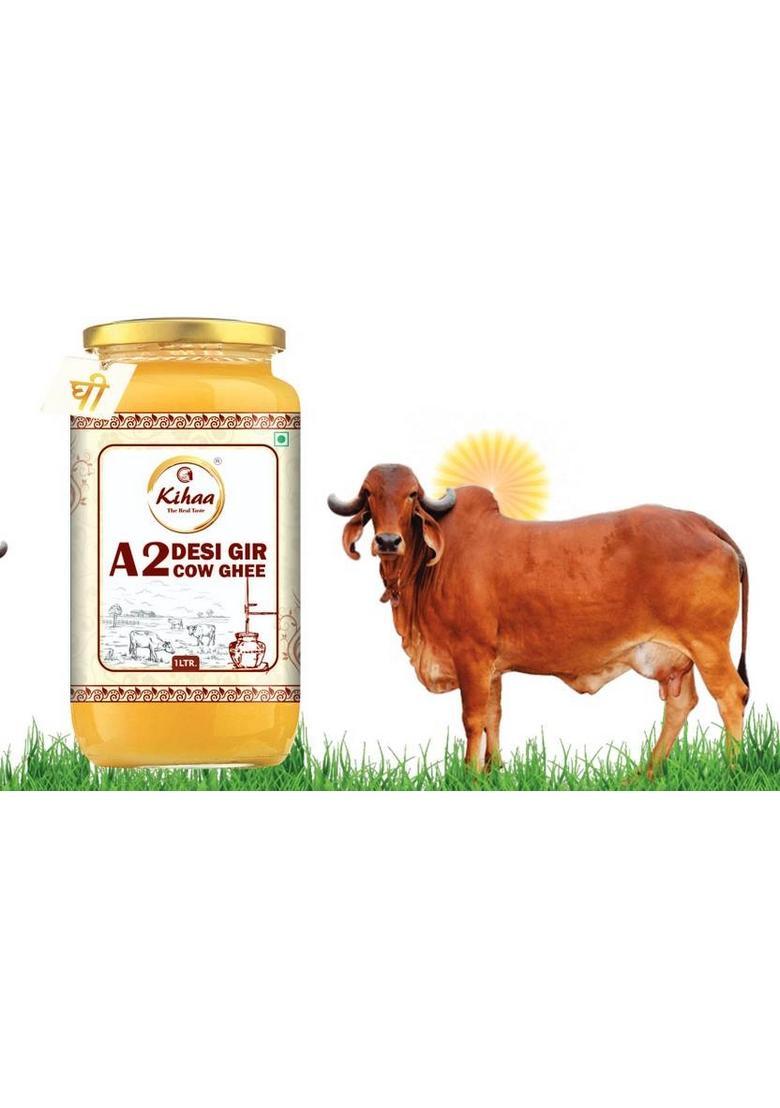 Kihaa Natural Healthy & Fresh A2 Cultured Desi Gir Cow Ghee Hand Made Glass Bottle (500 Ml)