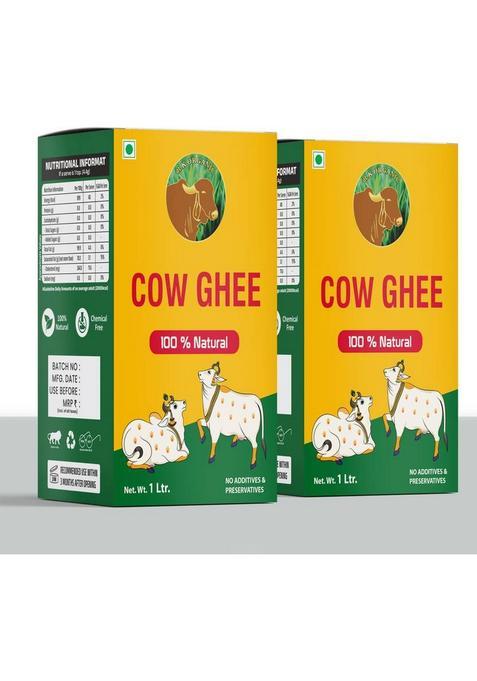 R K Organic Pure Cow Ghee, Desi Ghee With Rich Aroma Box (1 L, Pack Of 2)