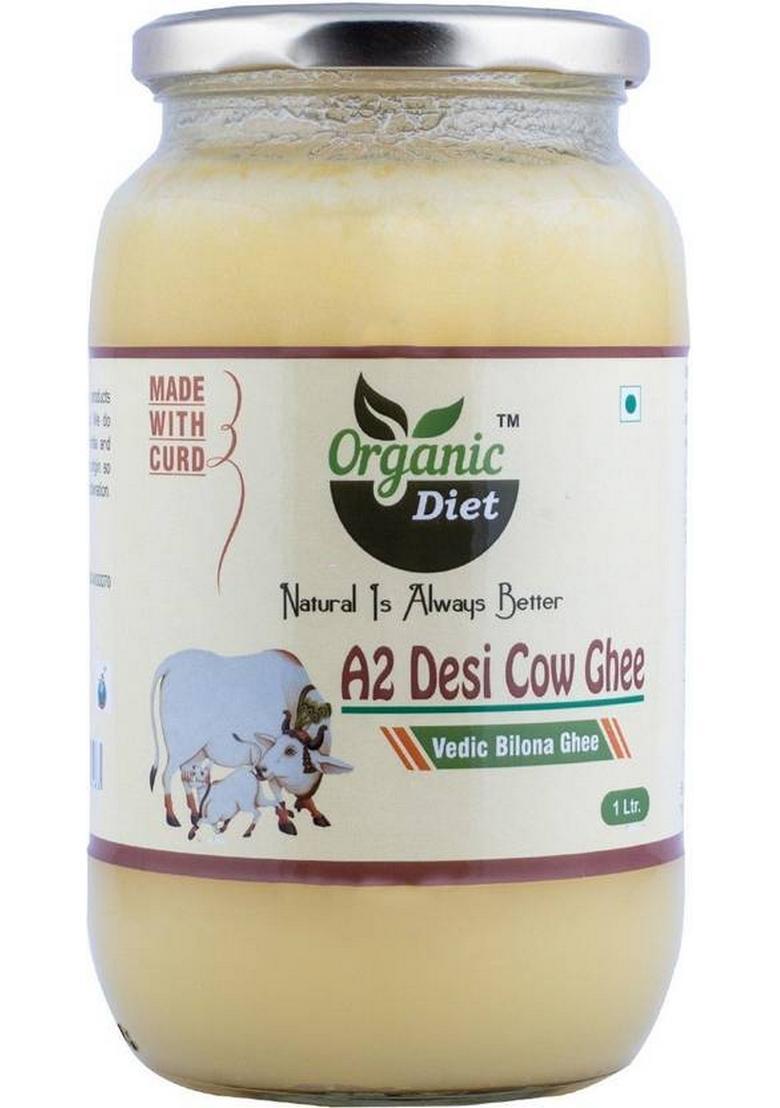 Organic Diet A2 Desi Cow Ghee Glass Bottle (1000 Ml)