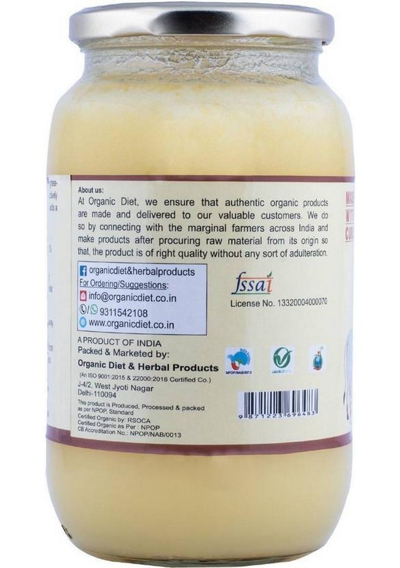 Organic Diet A2 Desi Cow Ghee Glass Bottle (1000 Ml)
