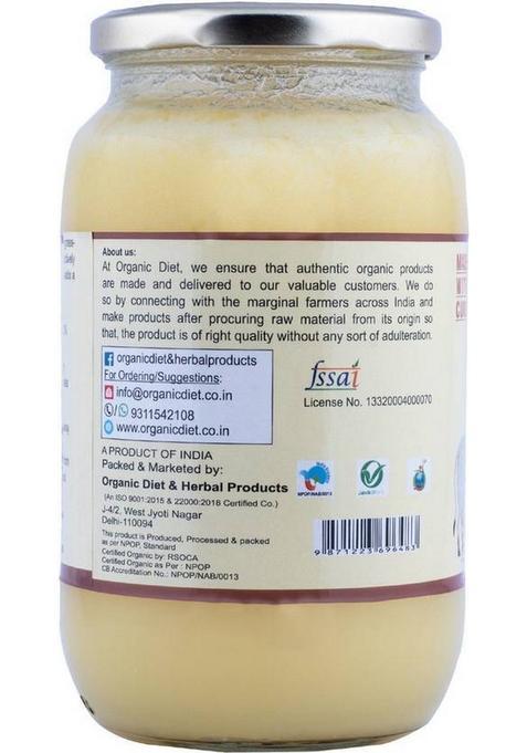 Organic Diet A2 Desi Cow Ghee Glass Bottle (1000 Ml)