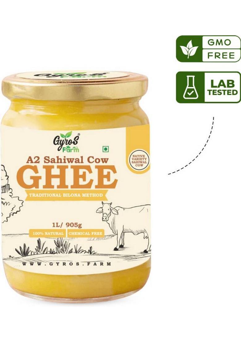 Gyros A2 Sahiwal Cow Ghee | Bilona Method Desi 100% Natural & Pure Glass Bottle (150 Ml)