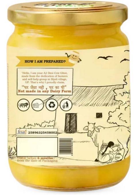 Gyros A2 Sahiwal Cow Ghee | Bilona Method Desi 100% Natural & Pure Glass Bottle (150 Ml)