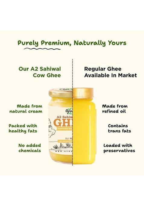 Gyros A2 Sahiwal Cow Ghee | Bilona Method Desi 100% Natural & Pure Glass Bottle (150 Ml)