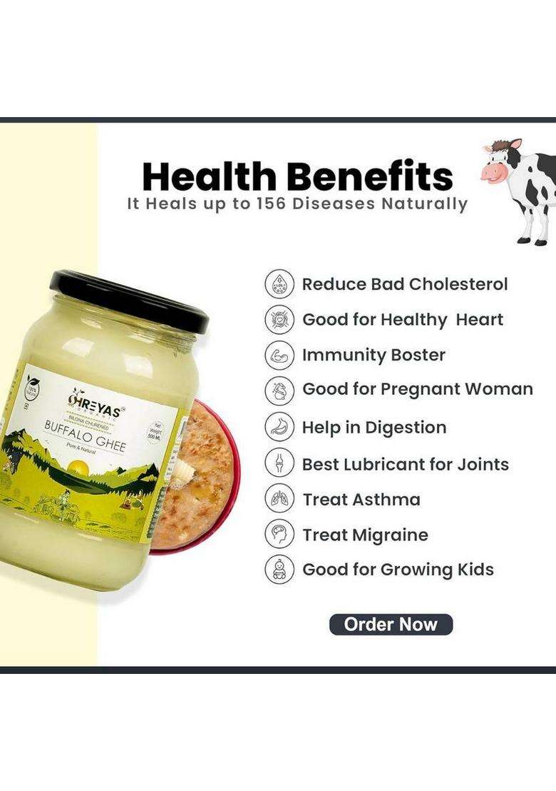 Shreyas Organic Premium Buffalo Ghee Bilona Method | Churned From Curd Glass Bottle (500 Ml, Pack Of 2) - Indya