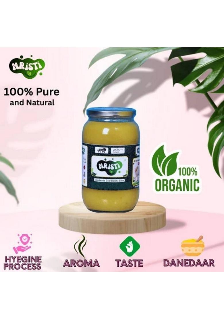 Mristi A2 Cow Handmade Desi Ghee,Lab Certified,Made By Belona Methood Ghee Glass Bottle (1000 Ml)