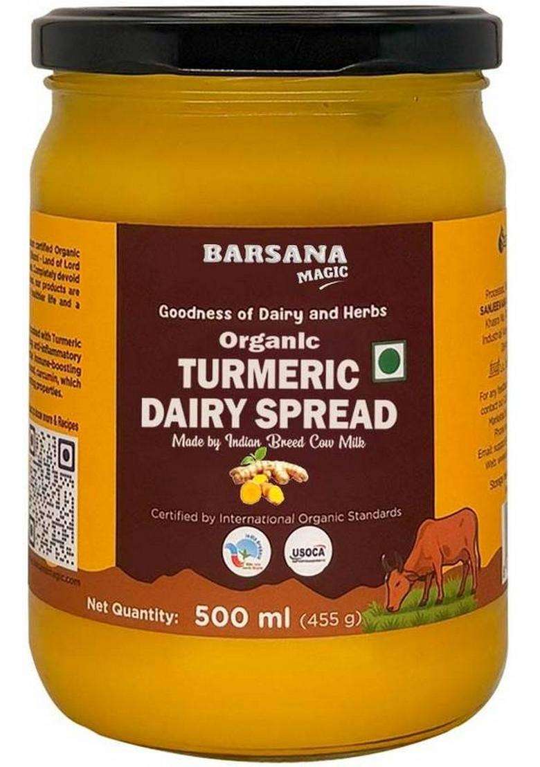 Sanjeevani Organics Organic Turmeric Dairy Spread | Nutrient-Rich Rich In Antioxidants Ghee Glass Bottle (500 Ml) - Indya