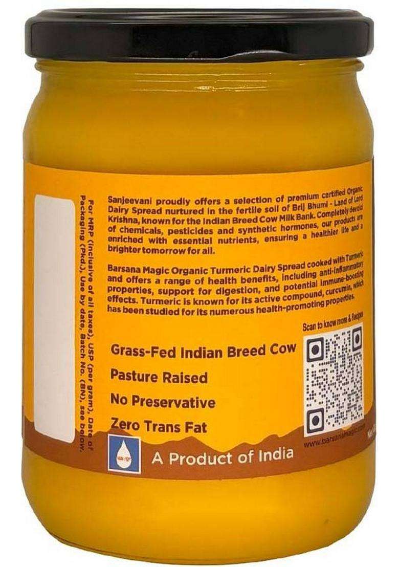 Sanjeevani Organics Organic Turmeric Dairy Spread | Nutrient-Rich Rich In Antioxidants Ghee Glass Bottle (500 Ml) - Indya