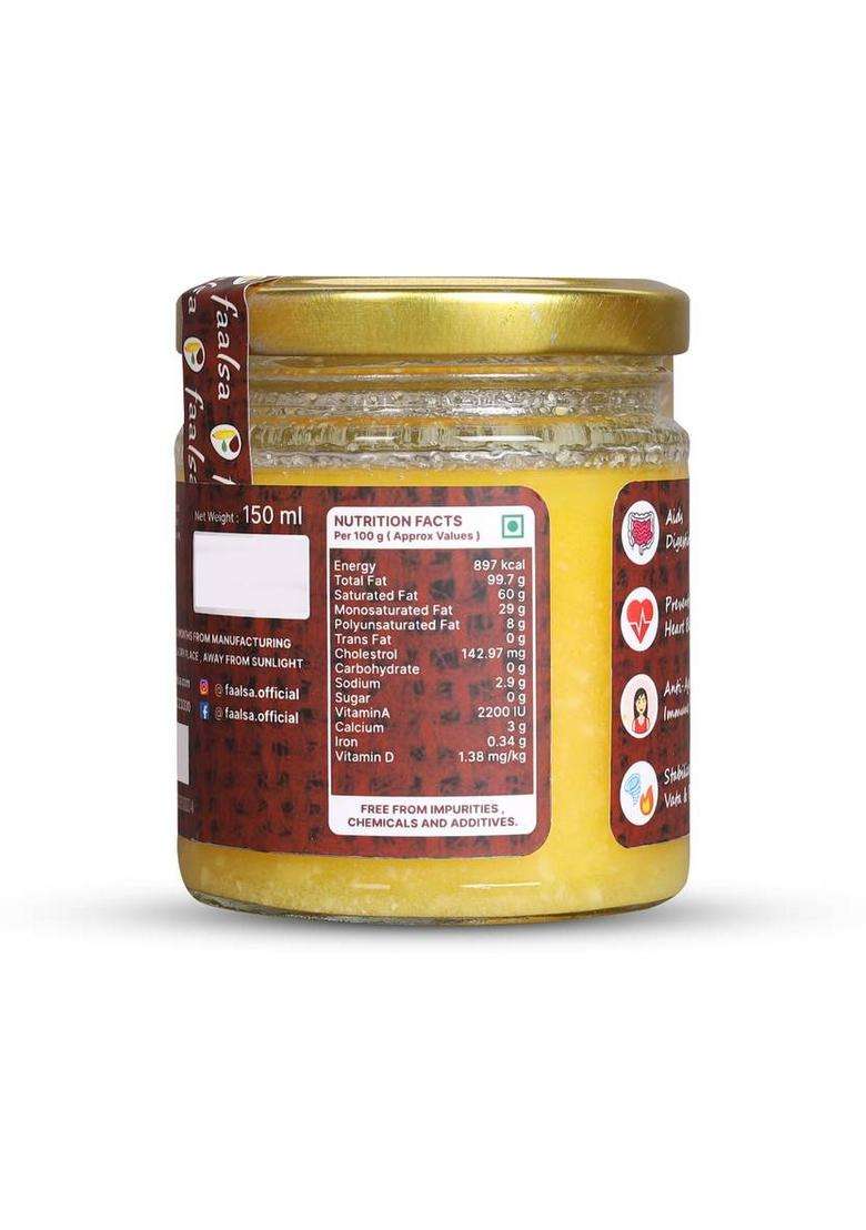 Faalsa A2 Gir Cow Ghee Desi Super Food Glass Bottle (150 Ml) - Indya