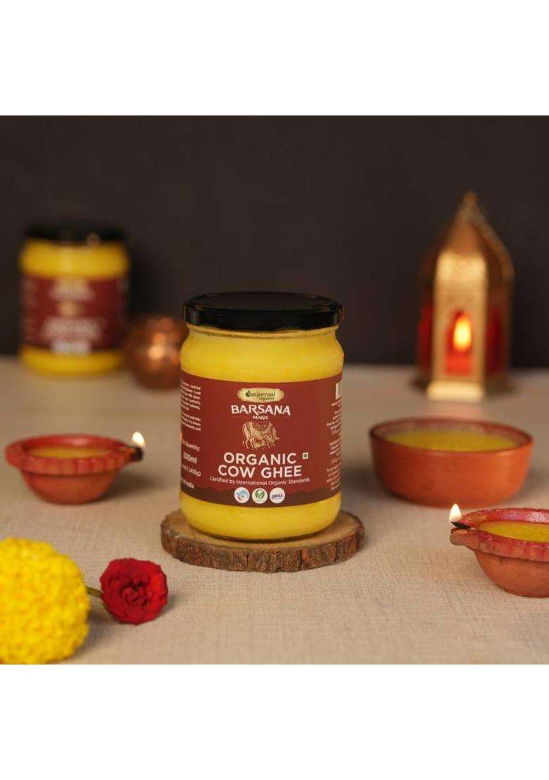 Sanjeevani Organics Organic Cow Ghee | Chemical-Free & Jamun Honey 100% Natural No Additives Glass Bottle (755 G, Pack Of 2) - Indya