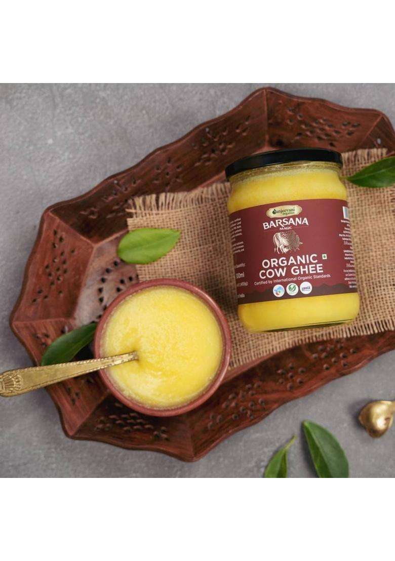 Sanjeevani Organics Organic Cow Ghee | Chemical-Free & Jamun Honey 100% Natural No Additives Glass Bottle (755 G, Pack Of 2) - Indya
