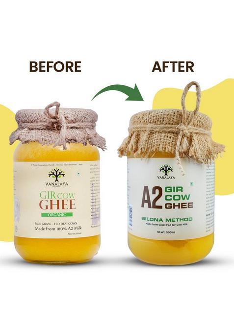 Vanalaya A2 Gir Cow Ghee, Pure Desi Ghee Made From Traditional Bilona Method Glass Bottle (1 L)