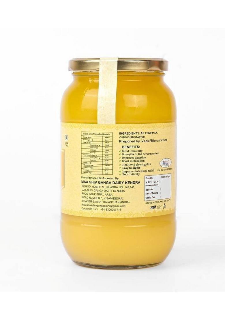 Go Fresho A2 Desi Cow | Method Pure & Handmade Ghee Glass Bottle (1 Kg)