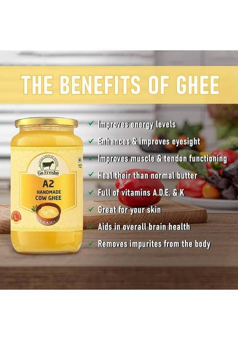 Go Fresho A2 Desi Cow | Method Pure & Handmade Ghee Glass Bottle (1 Kg)