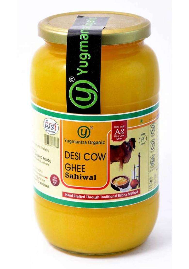 Yugmantra Organic Pure A2 Desi Cow Ghee ( 1000 Ml ) Glass Bottle (1000 Ml) - Indya