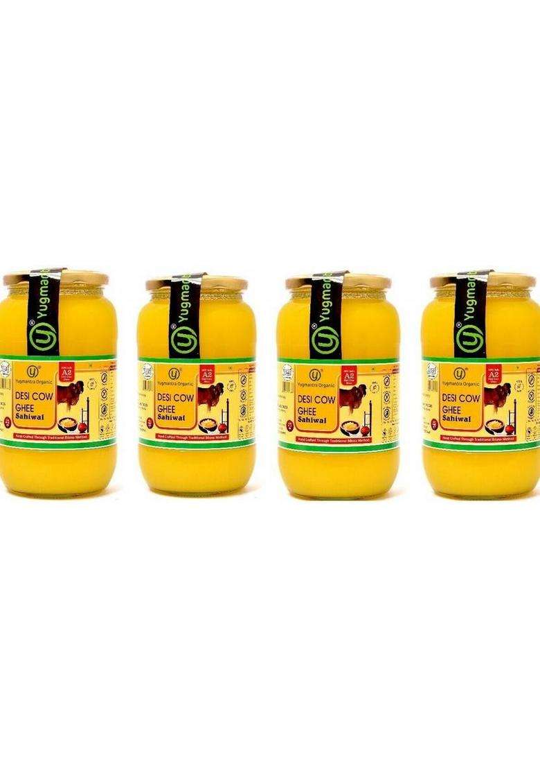 Yugmantra Organic Pure A2 Desi Cow Ghee ( 1000 Ml ) Glass Bottle (1000 Ml) - Indya