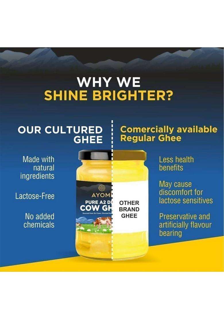Ayomi Pure A2 Gir Cow Ghee 500 Ml Vedic Bilona Desi Glass Bottle (500 Ml) - Indya