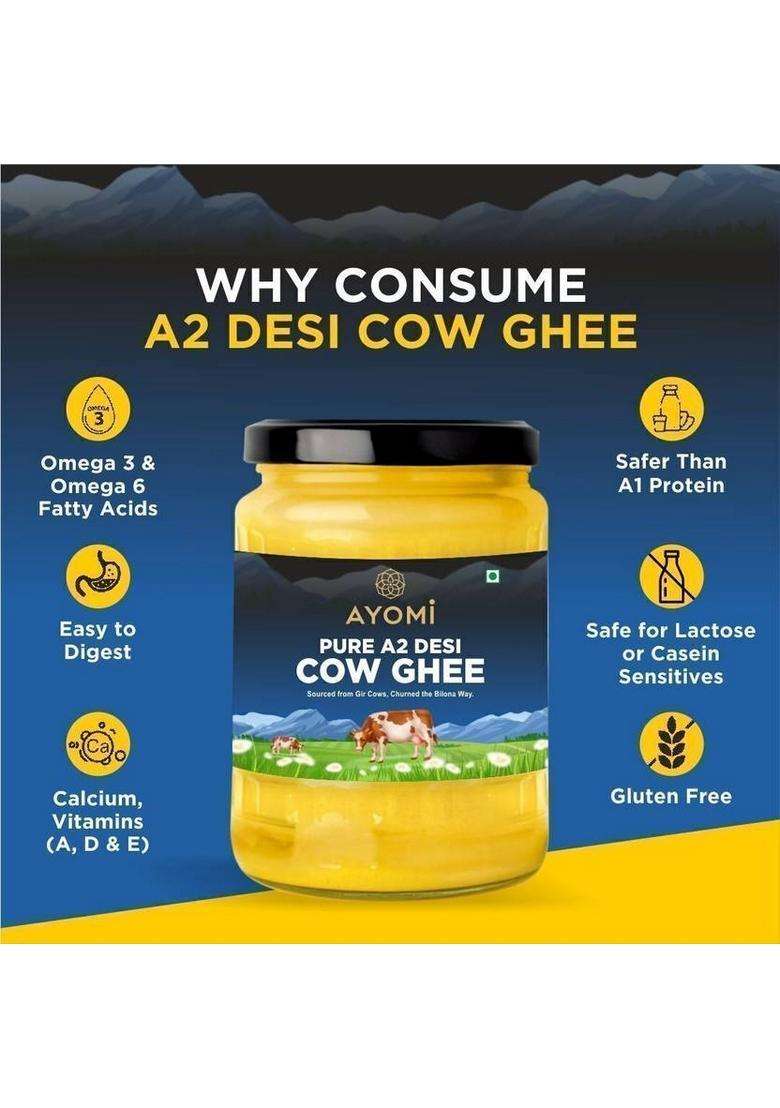 Ayomi Pure A2 Gir Cow Ghee 500 Ml Vedic Bilona Desi Glass Bottle (500 Ml) - Indya