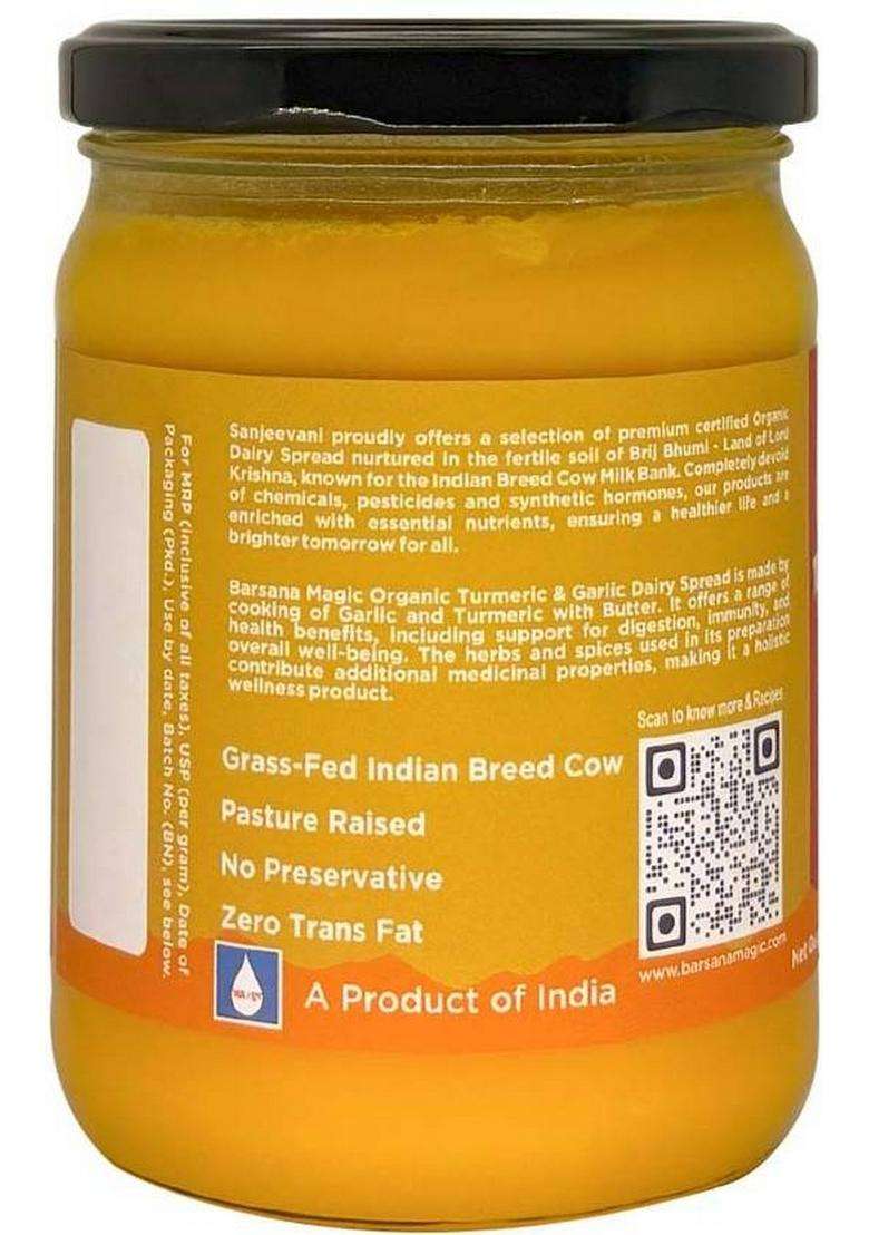 Sanjeevani Organics Organic Turmeric & Garlic Dairy Spread | Ideal For Healthy Cooking Ghee Glass Bottle (500 Ml) - Indya