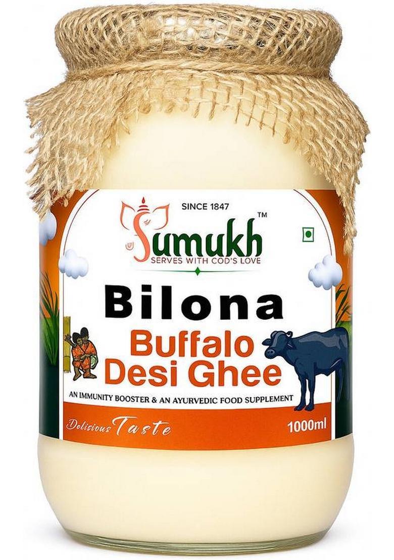 Sumukh Buffalo Desi Ghee, Traditional Bilona Method, Pure, Natural And Healthy Ghee Glass Bottle (1 L)