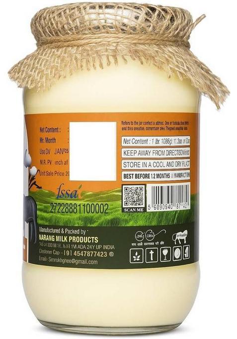 Sumukh Buffalo Desi Ghee, Traditional Bilona Method, Pure, Natural And Healthy Ghee Glass Bottle (1 L)