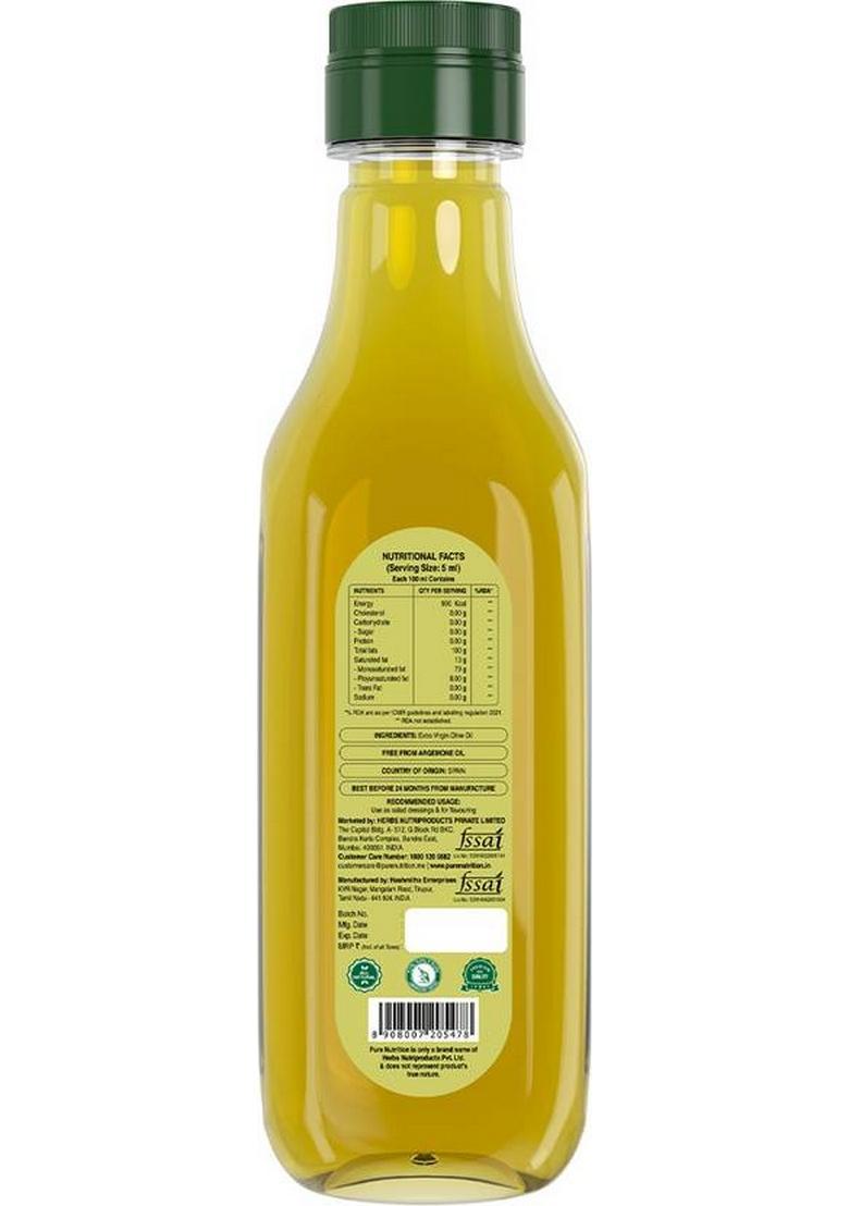 Pure Nutrition Cold Pressed Raw Extra Virgin Olive Oil Plastic Bottle (500 Ml)