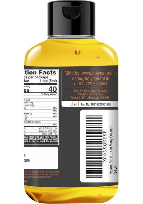Holy Natural Organic Cold Pressed Seed Sesame Oil Plastic Bottle (300 Ml)