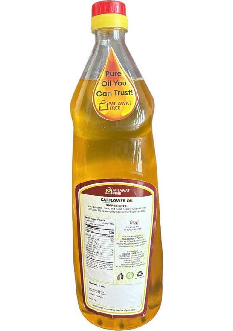Milawat Free Safflower Oil, Vitamin E Enriched Oil Plastic Bottle (1 L)