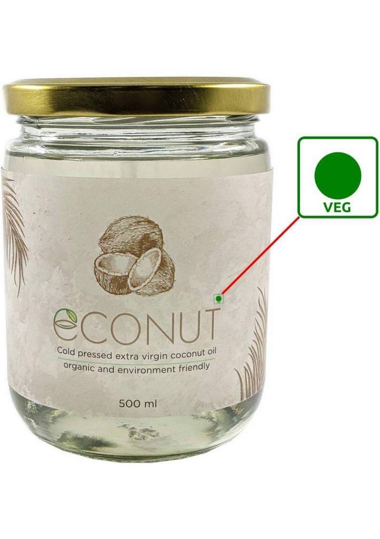 Econut Extra Virgin Coconut Oil 500 Ml Glass Bottle (500 Ml)