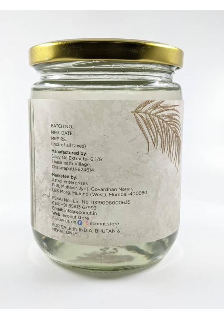 Econut Extra Virgin Coconut Oil 500 Ml Glass Bottle (500 Ml)